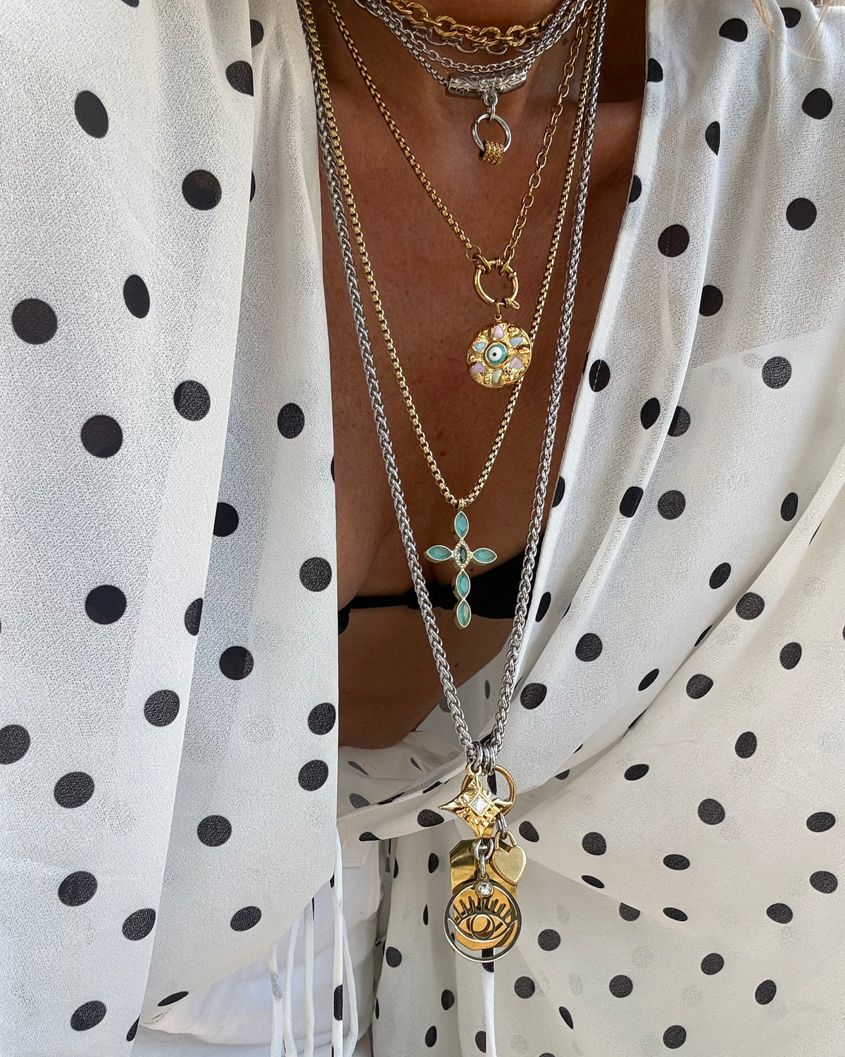 TURQUOISE GLOW CROSS NECKLACE