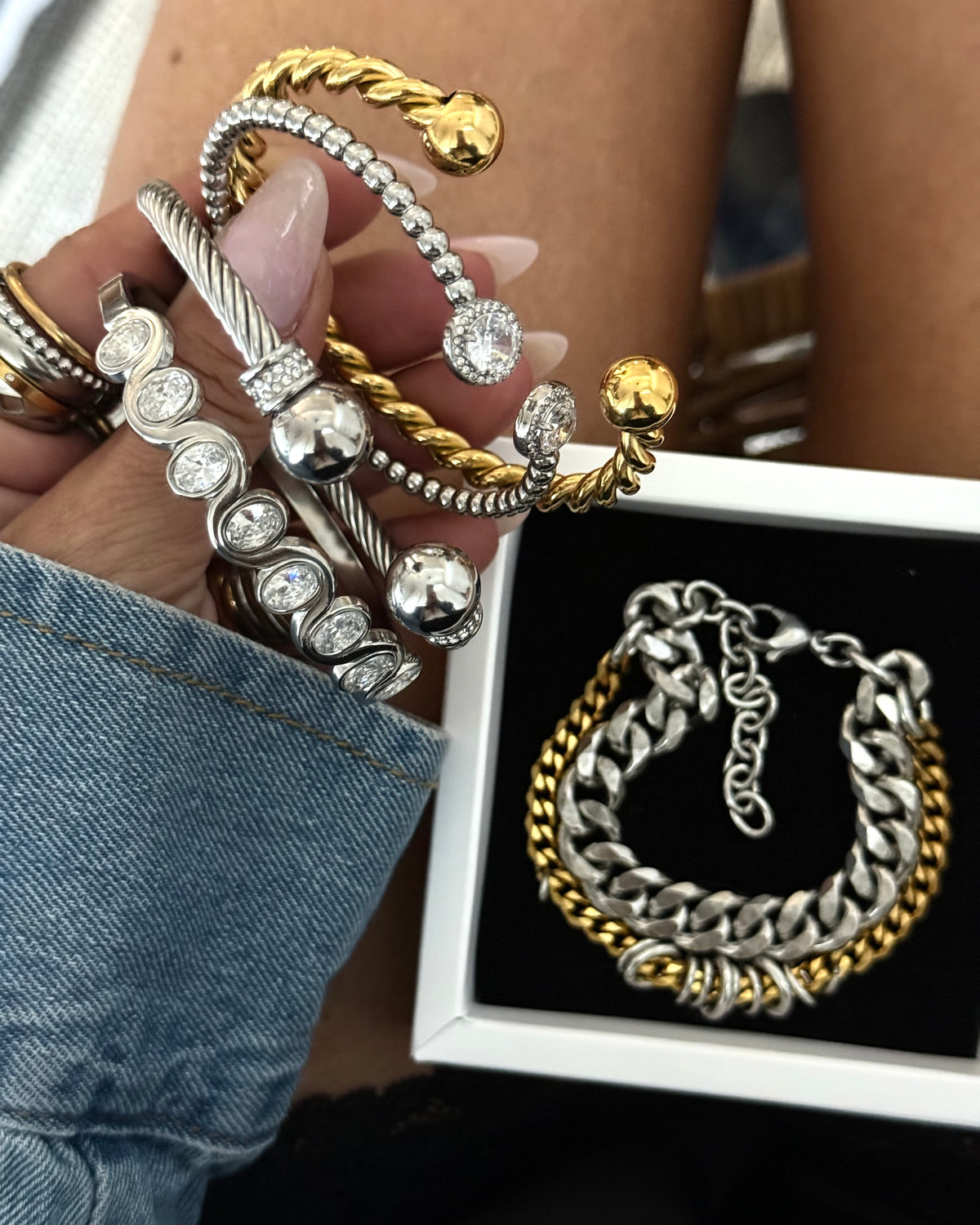DOUBLE CHAIN MIX BRACELET