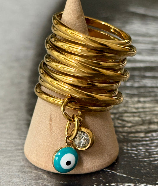 CHEVALIER SPIRAL CHARM RING (SIZE 6 )