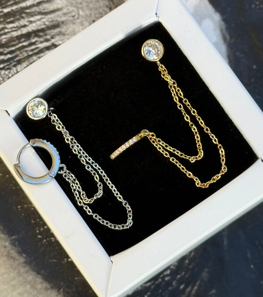 DOUBLE CHAIN GLOW - ONE PIECE EARRING