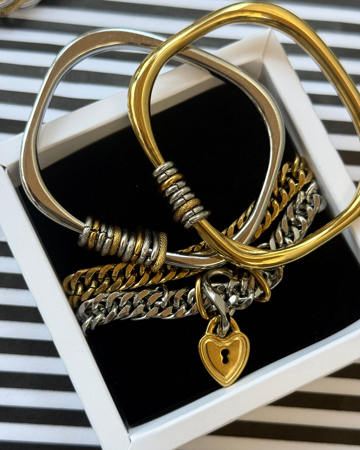 SQUARE STACK GOLD BANGLE
