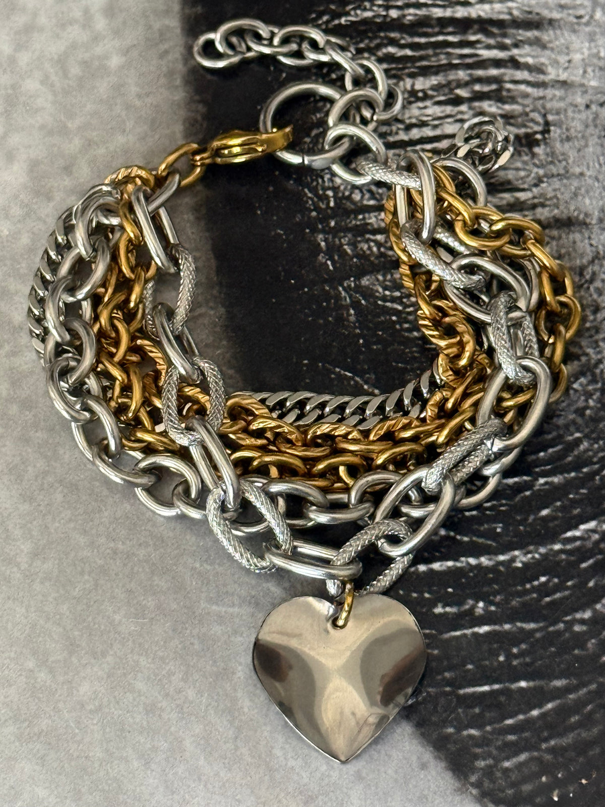 FIVE CHAINS HEART BRACELET