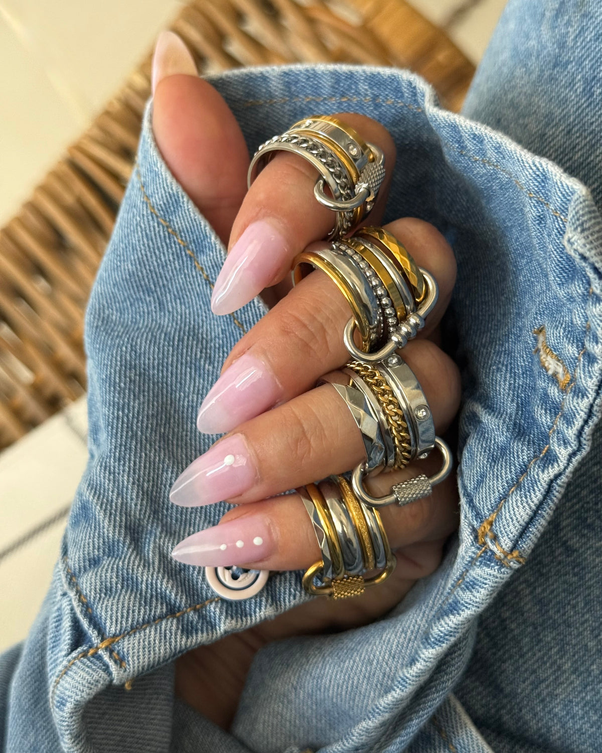 SILVER CHAIN STACK RING (SIZE 8)