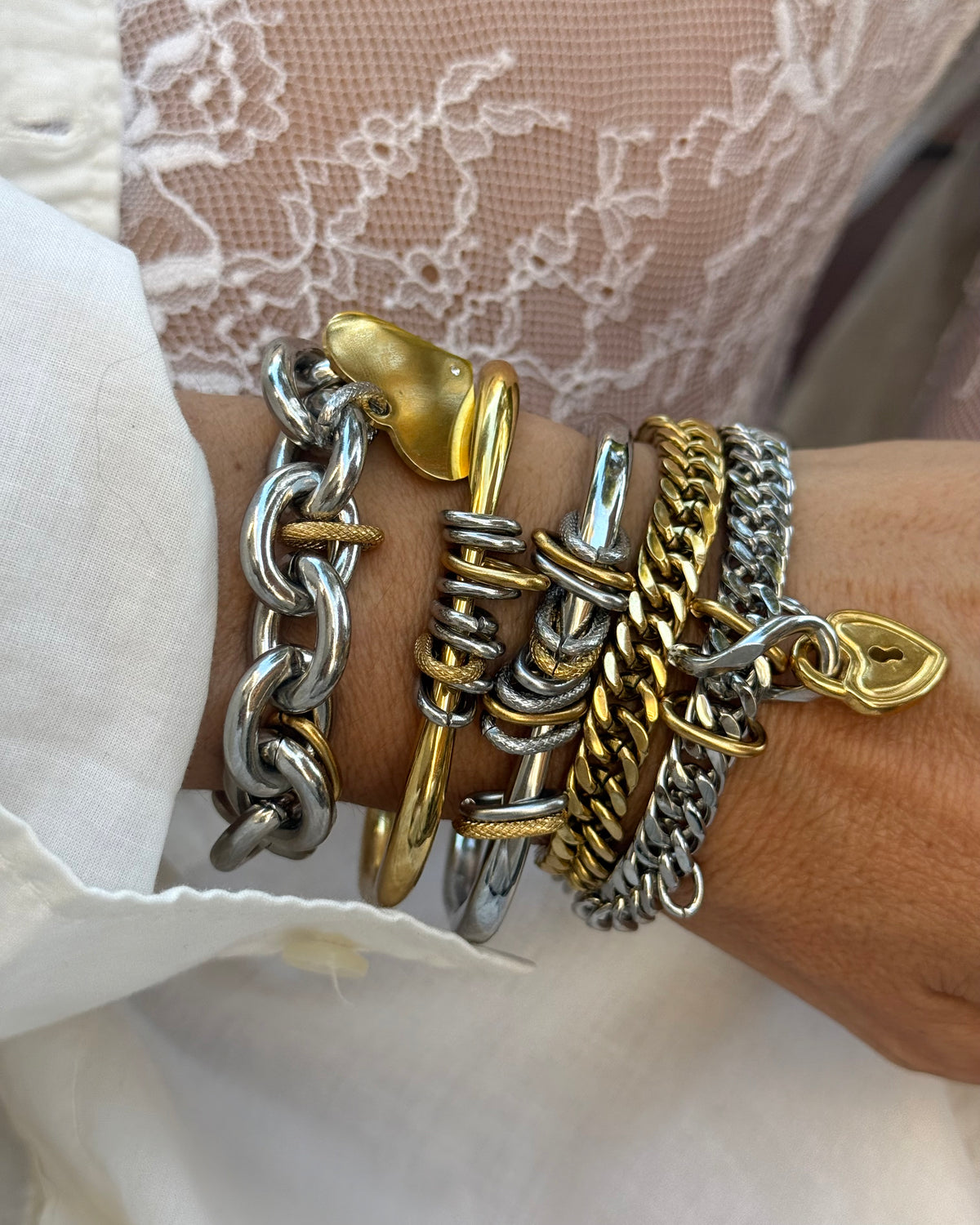 SQUARE STACK GOLD BANGLE