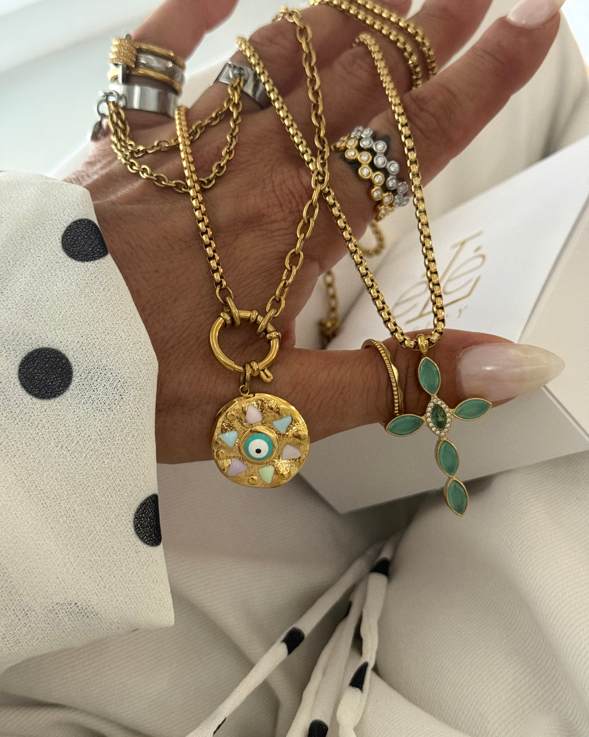 TURQUOISE GLOW CROSS NECKLACE