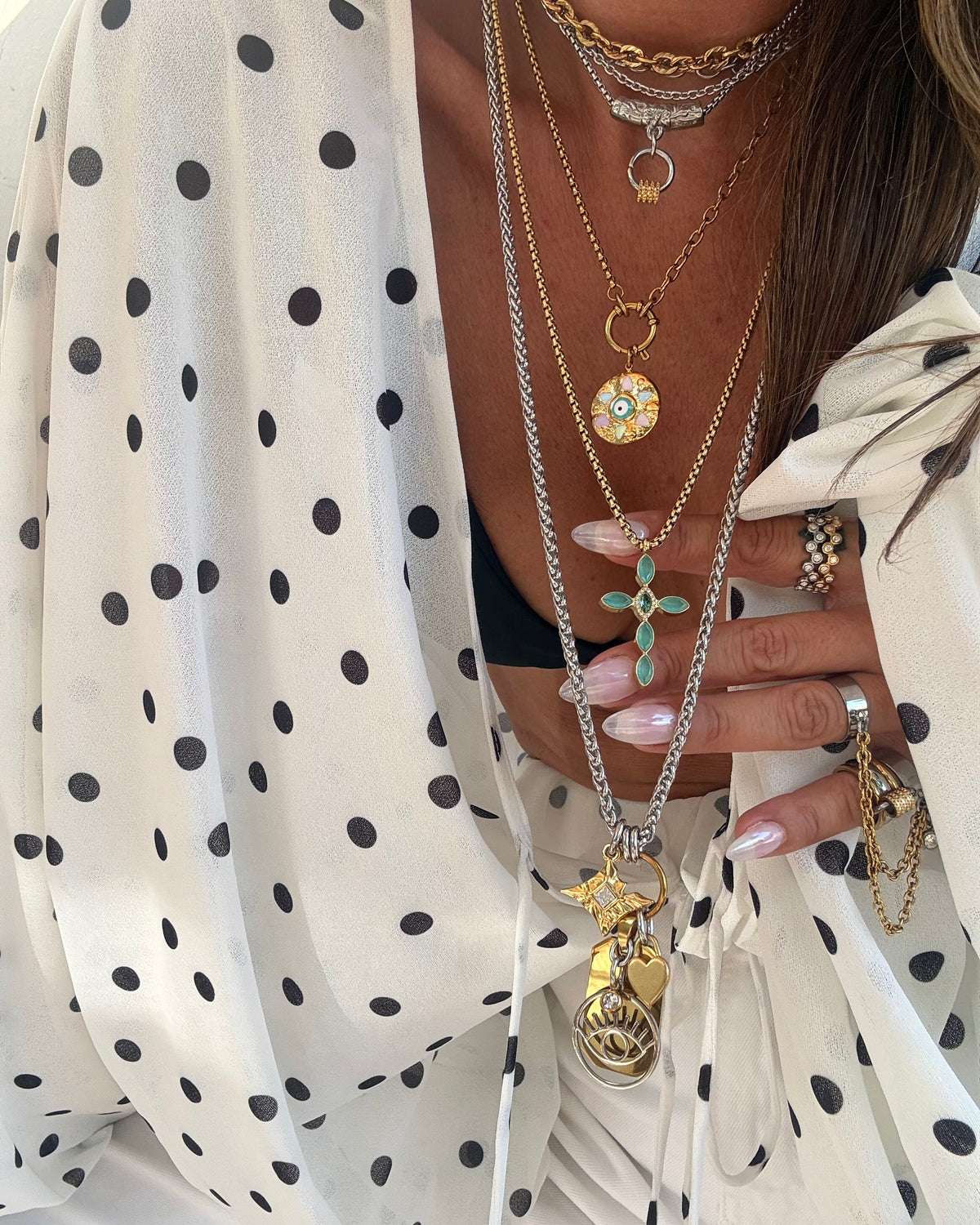TURQUOISE GLOW CROSS NECKLACE