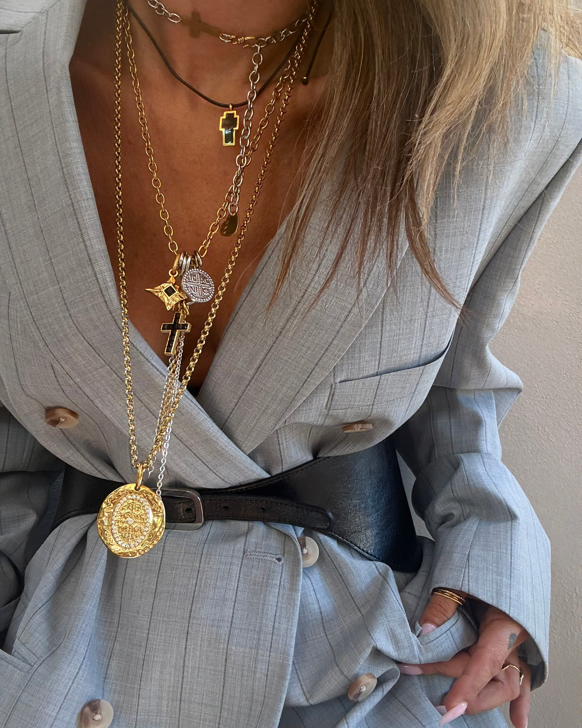 BLACK CROSS CORD NECKLACE